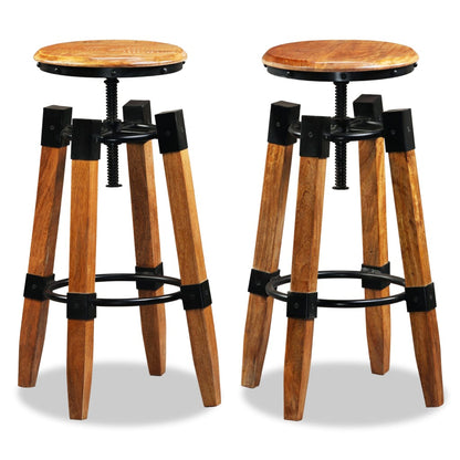 Bar Stool Set of 2 Brown and black