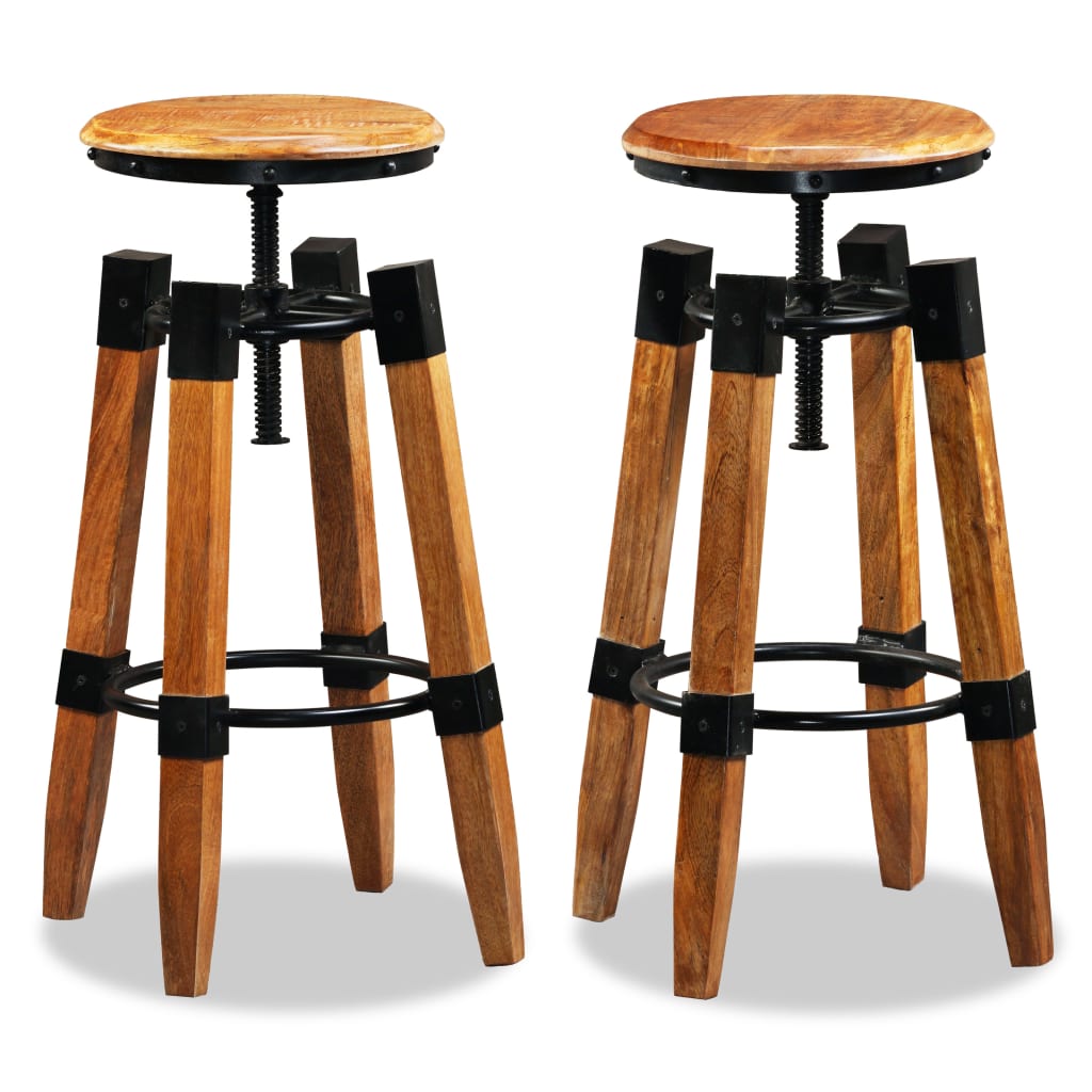 Bar Stool Set of 2 Brown and black