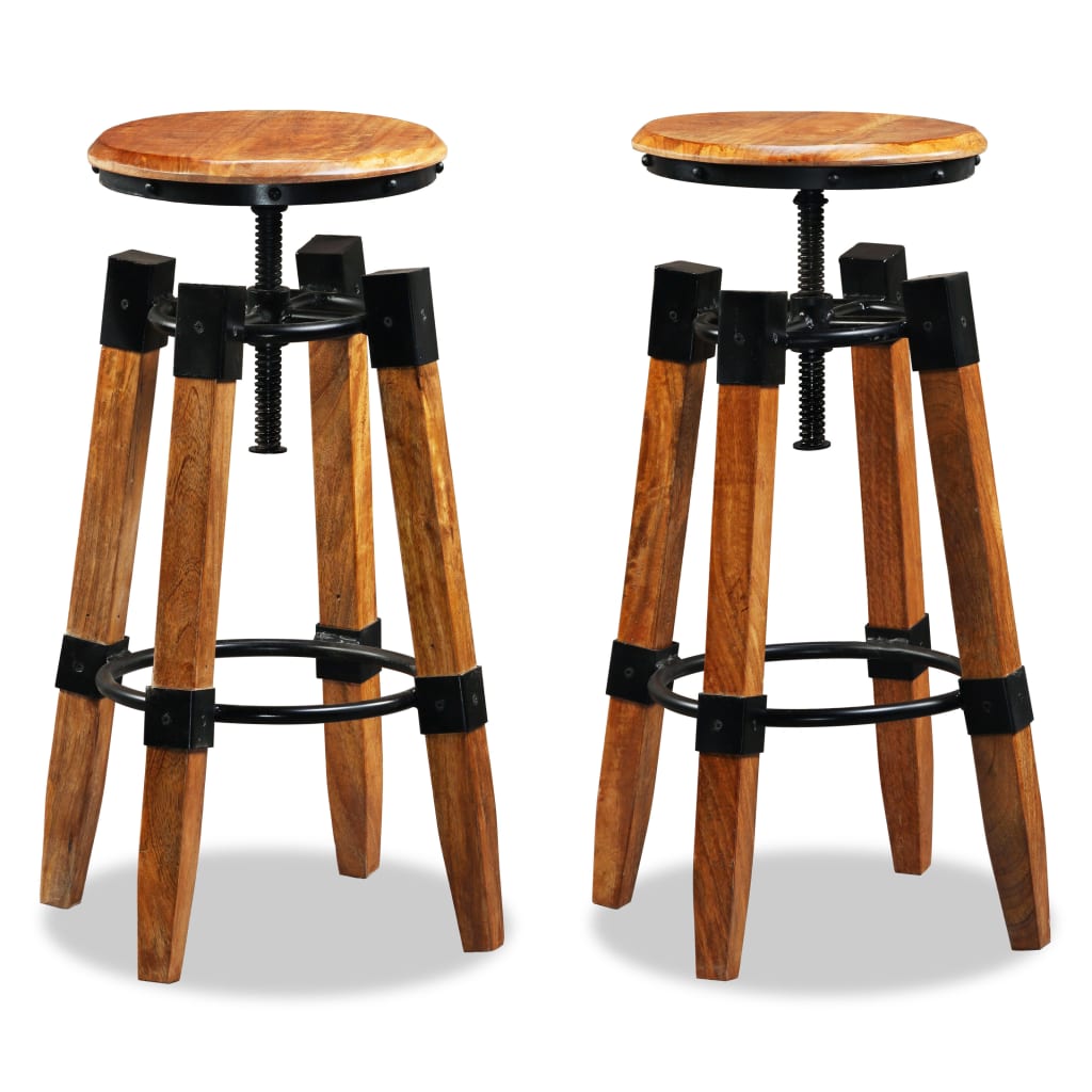 Bar Stool Set of 2 Brown and black