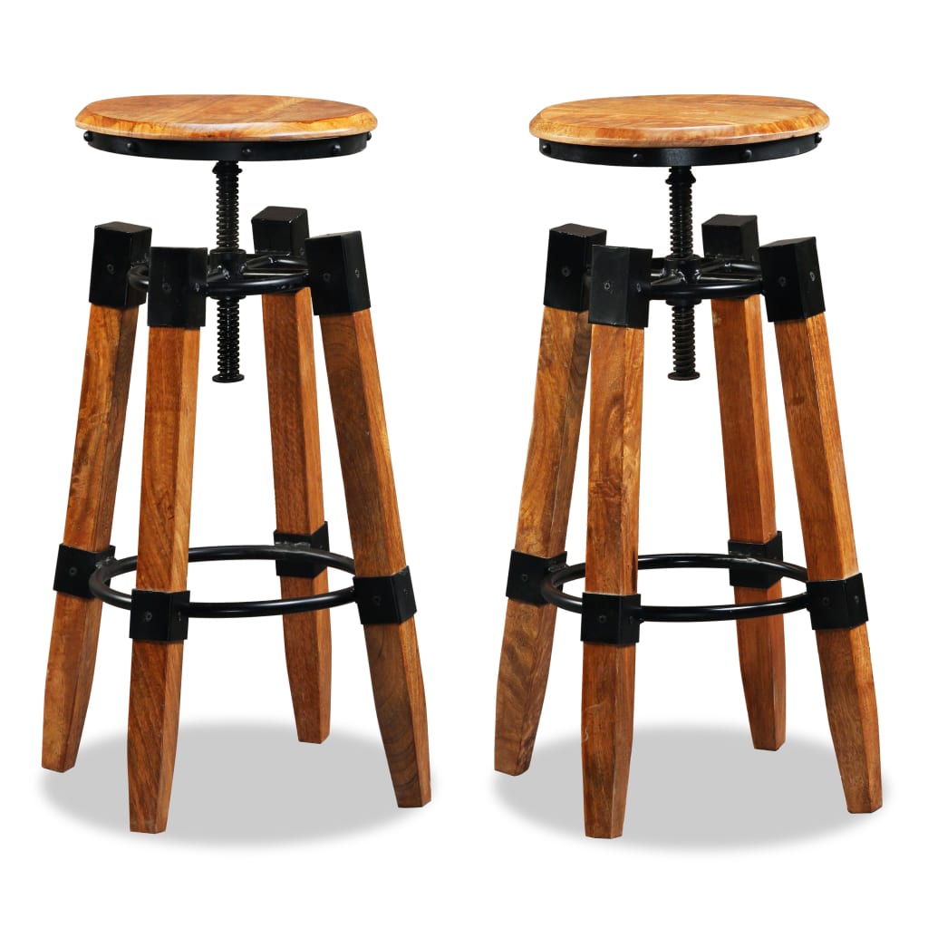 Bar Stool Set of 2 Brown and black