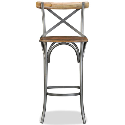 Bar Stool Mango Wood Brown, Steel Grey