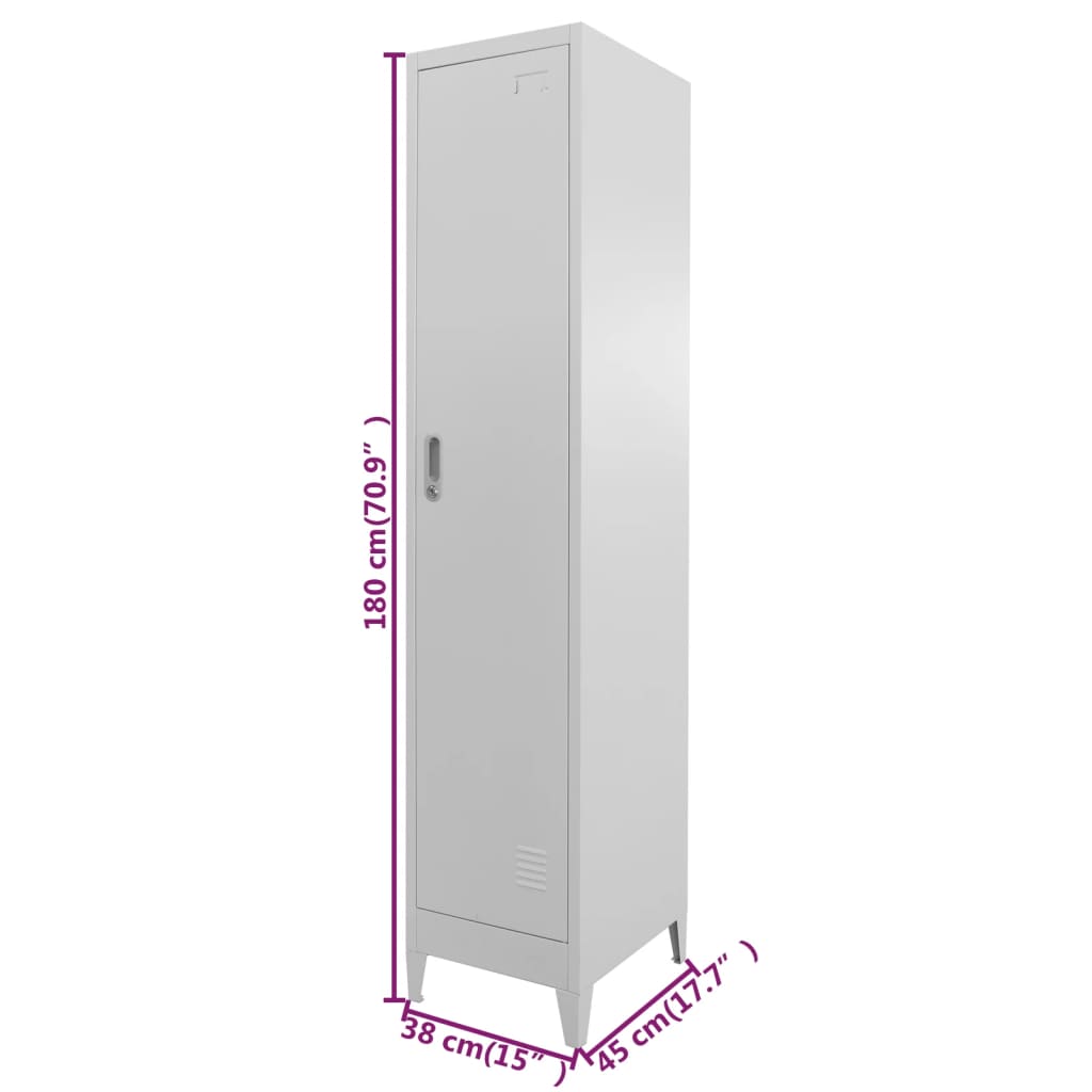 Locker Grey Steel Large Locker Cabinet Rectangular Industrial