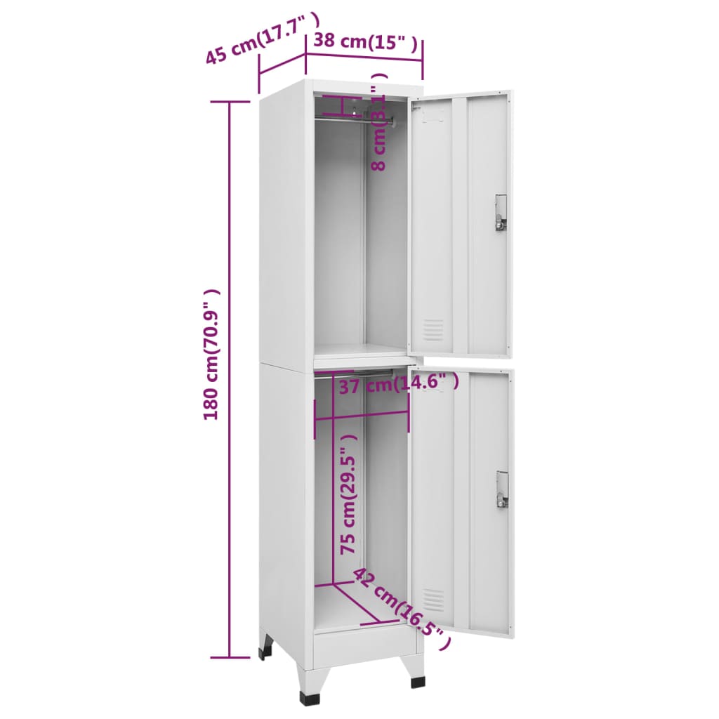 Locker Grey Steel Medium Locker Rectangular Industrial