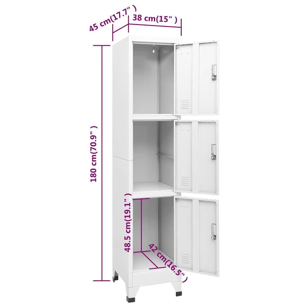 Locker Cabinet Gray Steel 70.9 in Locker Cabinet Rectangular