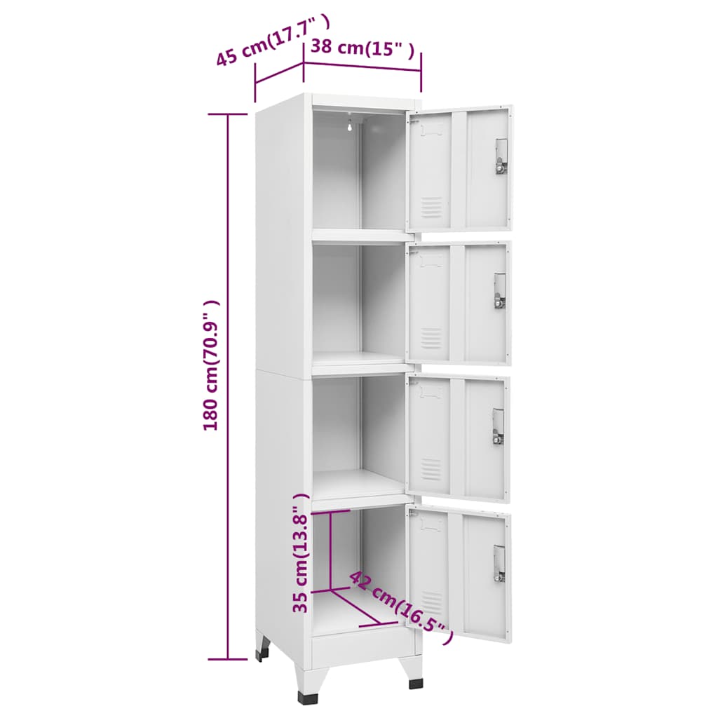 Locker Grey Steel Medium Cabinet Rectangular Industrial