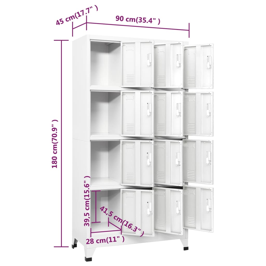 Locker Grey Steel Large Lockers Rectangular Industrial