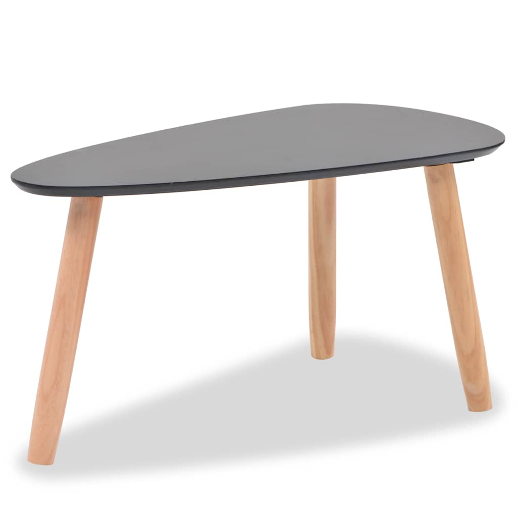 Coffee Table Set of 2 Black Solid pine wood legs, MDF tabletop