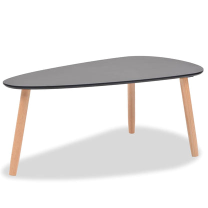 Coffee Table Set of 2 Black Solid pine wood legs, MDF tabletop