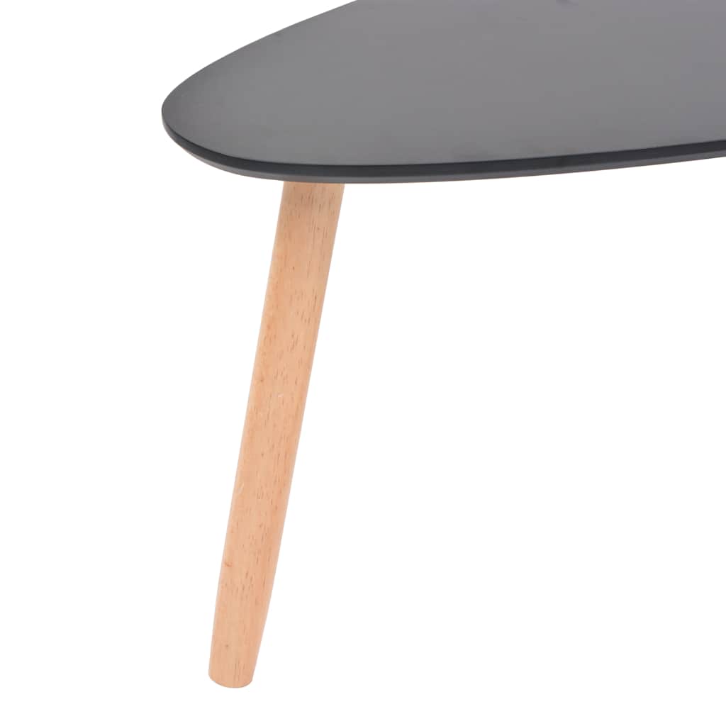 Coffee Table Set of 2 Black Solid pine wood legs, MDF tabletop