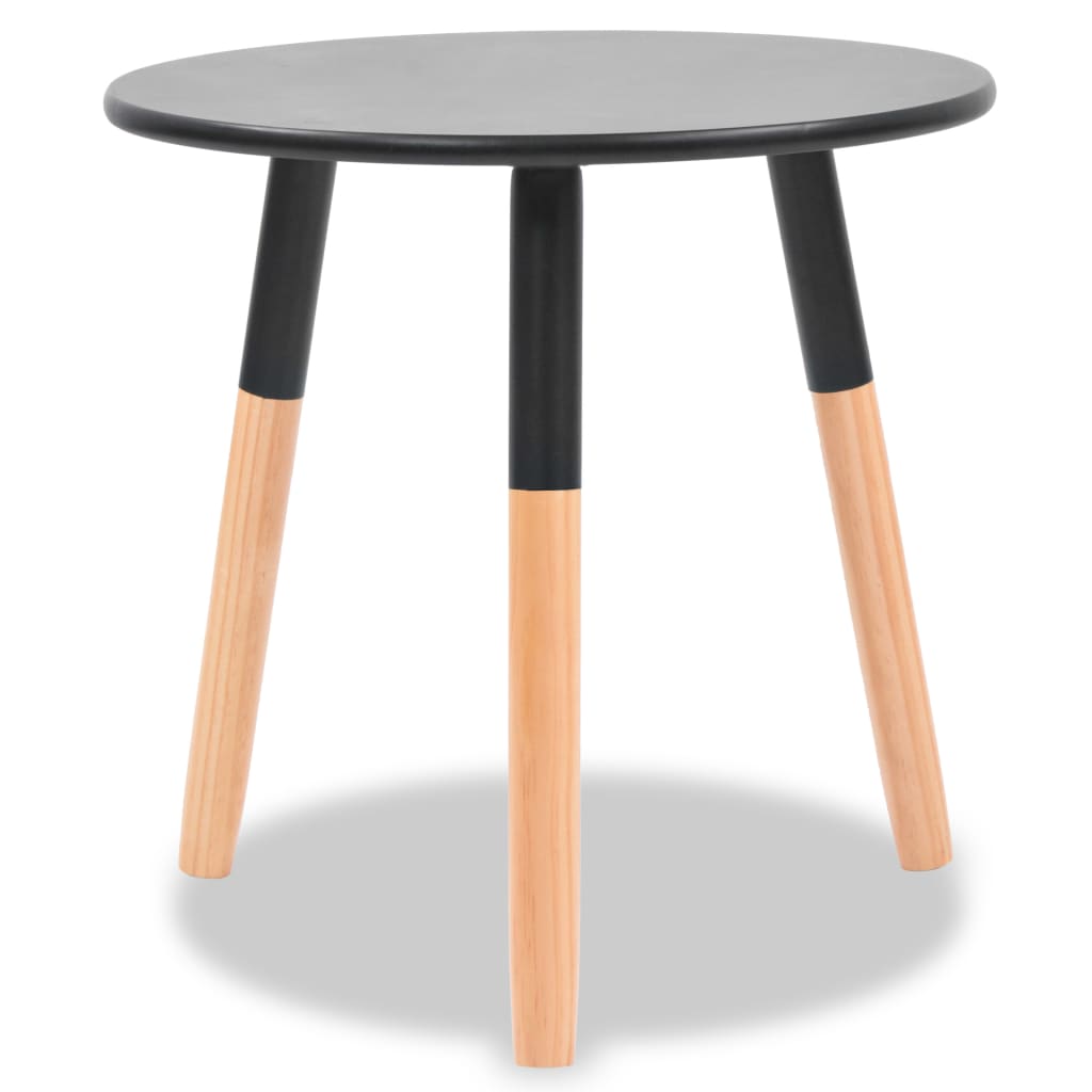 Side Table Set of 2 Black Solid pinewood legs, MDF top Small