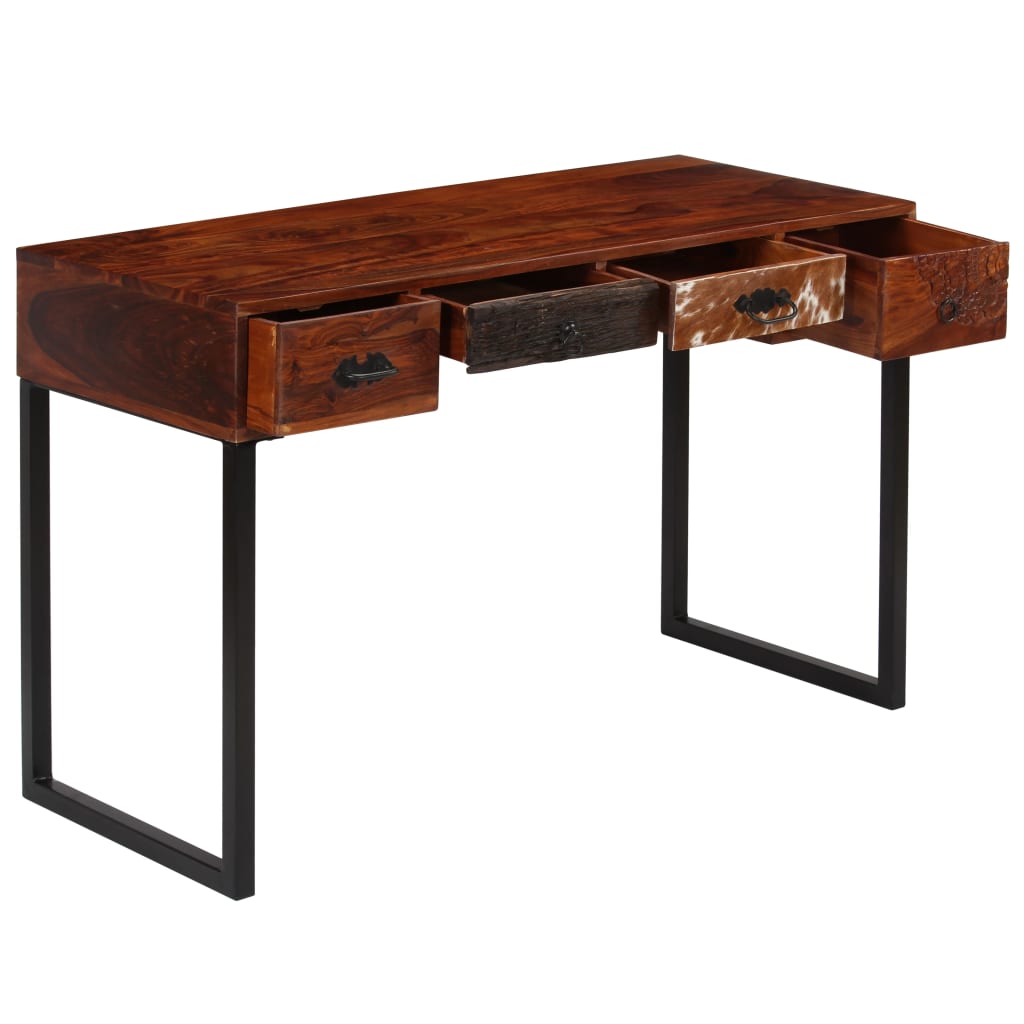 Desk Brown Solid Acacia Wood Standard Desk Rectangular