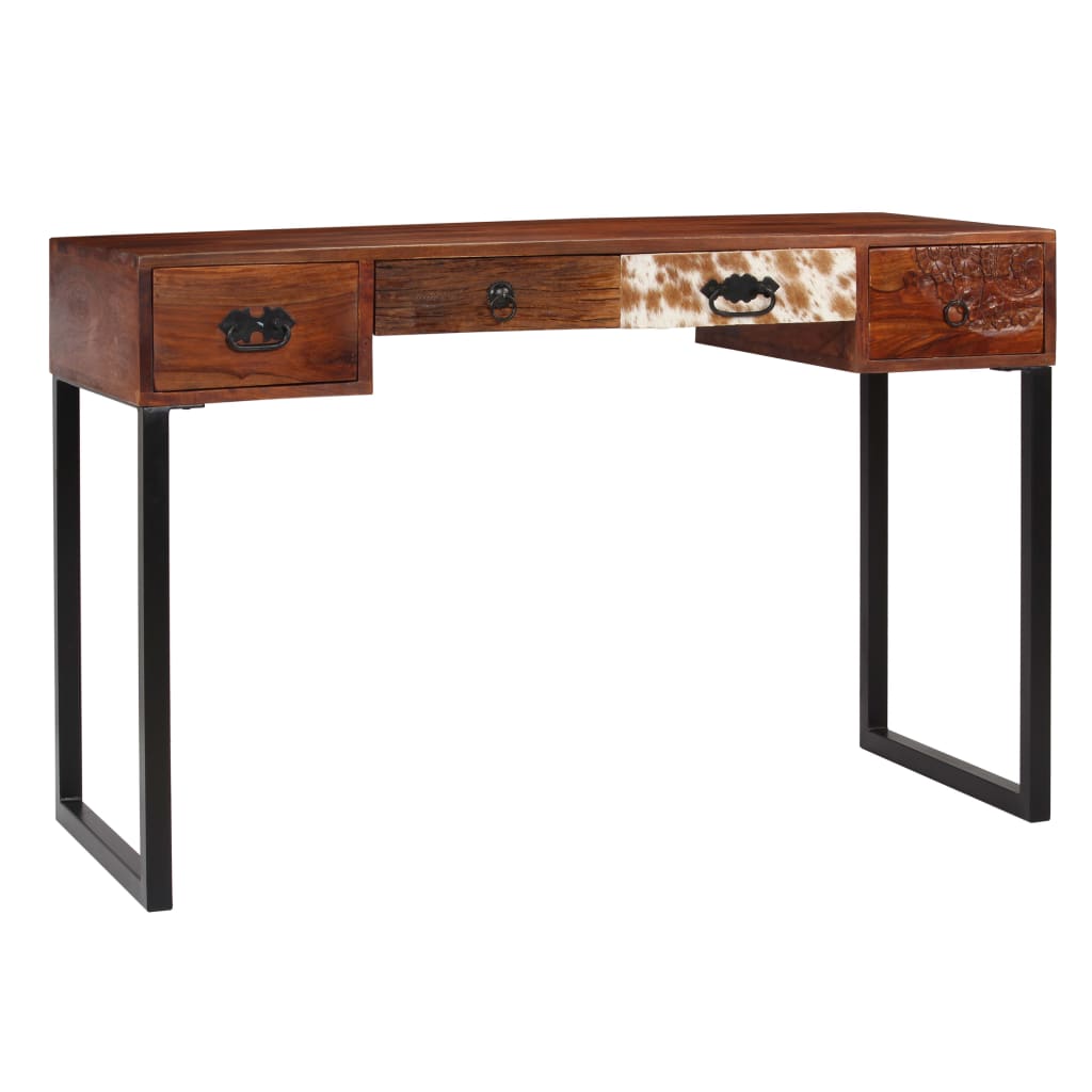 Desk Brown Solid Acacia Wood Standard Desk Rectangular