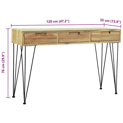 Console Table Brown Recycled solid teak and wrought iron