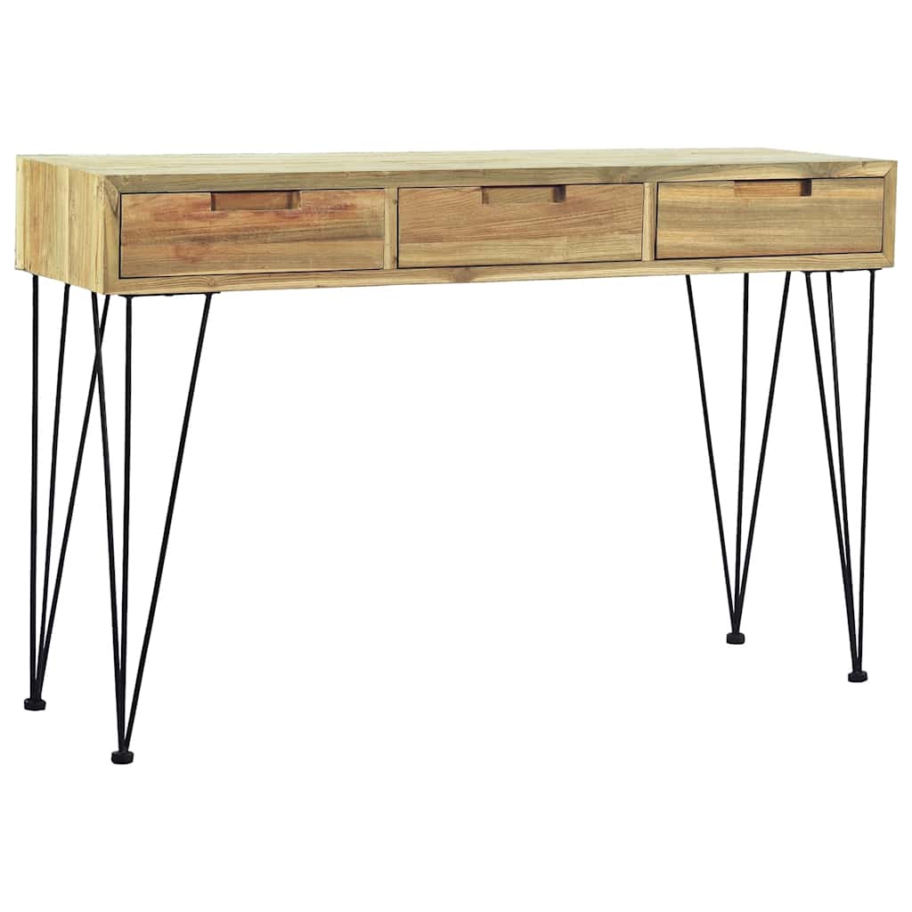 Console Table Brown Recycled solid teak and wrought iron