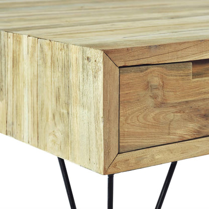 TV Cabinet Natural Wood Recycled Solid Teak, Wrought Iron