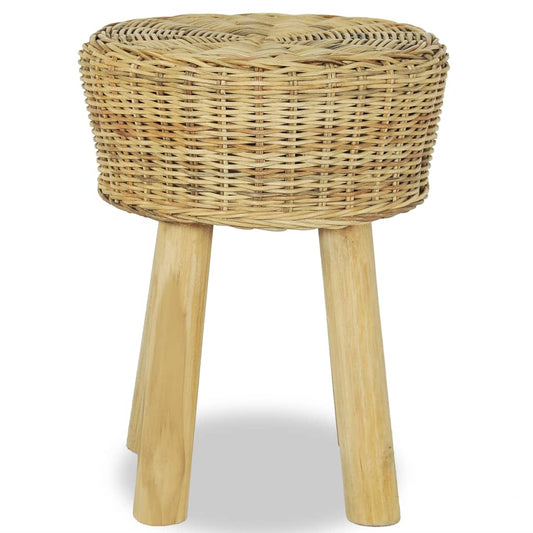 Stool Natural Natural Rattan, Solid Teak Standard Durable