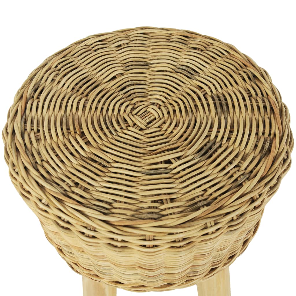 Stool Natural Natural Rattan, Solid Teak Standard Durable
