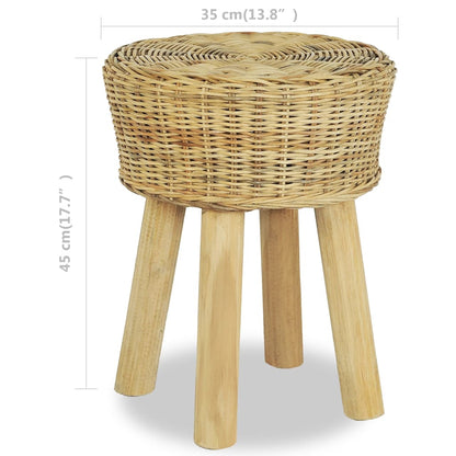 Stool Natural Natural Rattan, Solid Teak Standard Durable