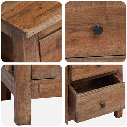Nightstand Brown Solid Mahogany Wood 15.7x11.8x20.1 in