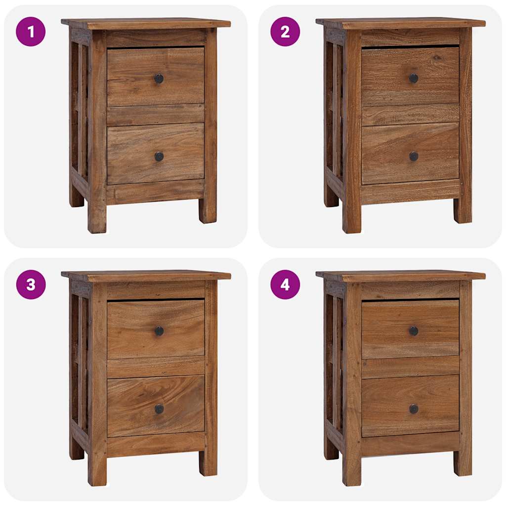 Nightstand Brown Solid Mahogany Wood 15.7x11.8x20.1 in