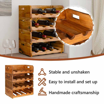 Wine Racks 4 pcs for 16 Bottles Solid Mahogany Wood