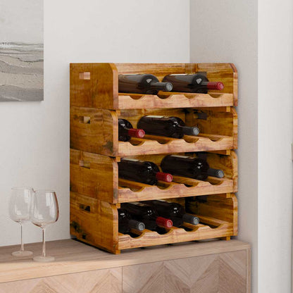 Wine Racks 4 pcs for 16 Bottles Solid Mahogany Wood