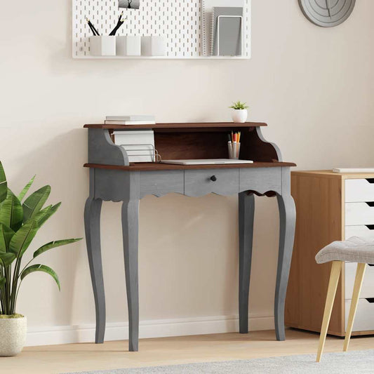 Writing Desk Mahogany, Grey Solid mahogany wood