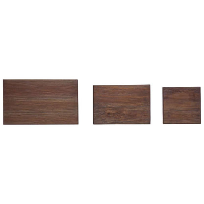 Nesting Table Brown, White Solid Mahogany Wood Small, Medium, Large