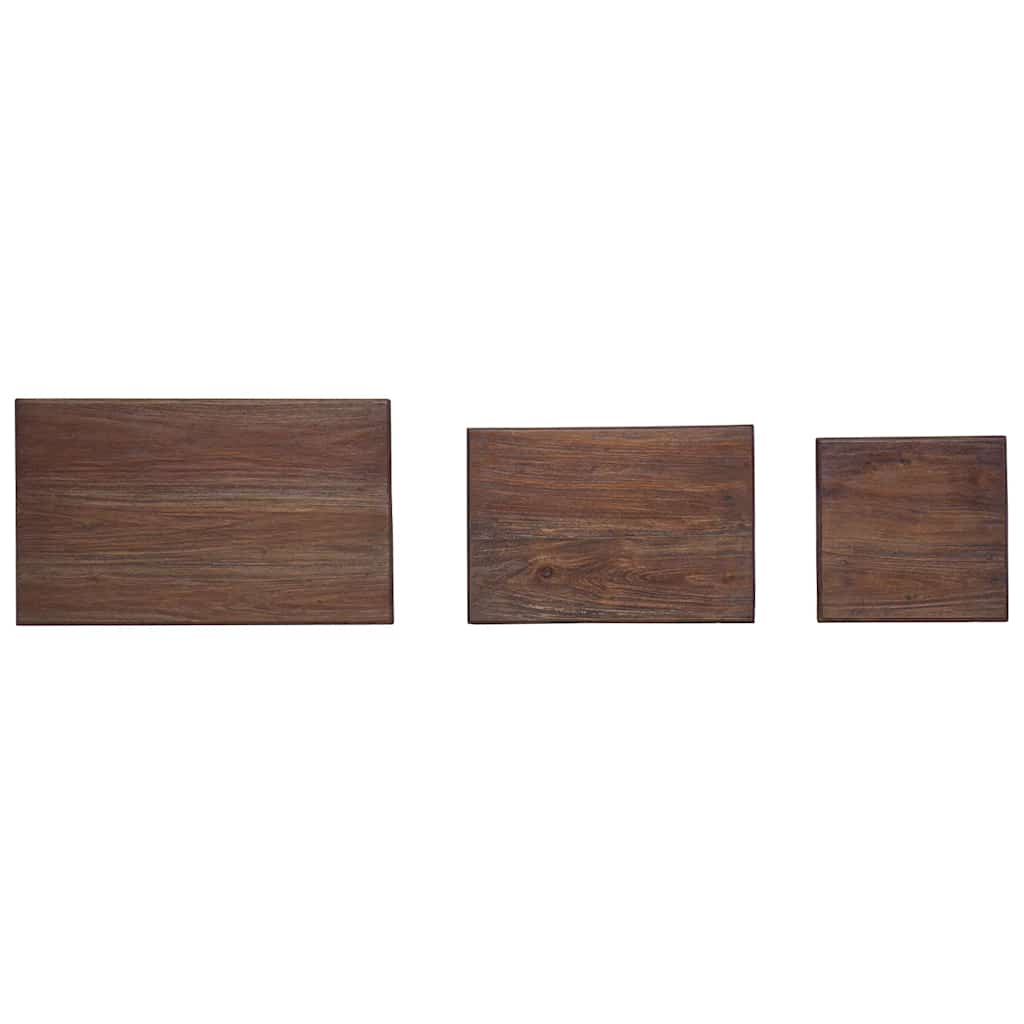 Nesting Table Brown, White Solid Mahogany Wood Small, Medium, Large