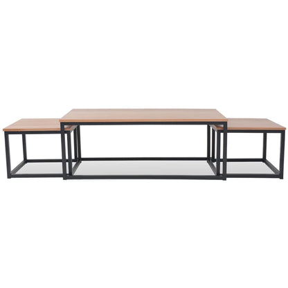 Side Table Set of 3 Brown and black