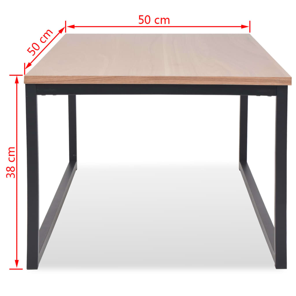 Side Table Set of 3 Brown and black