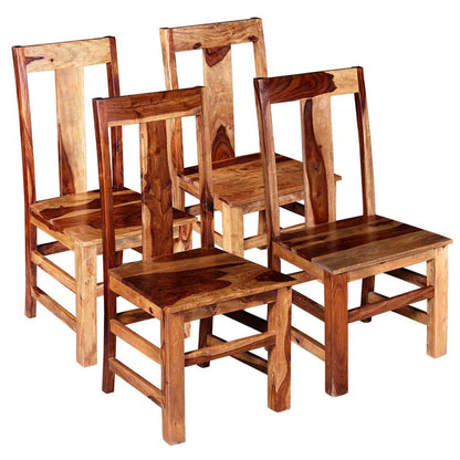 Dining Chair Set of 4 Honey Brown Solid Acacia Wood Standard