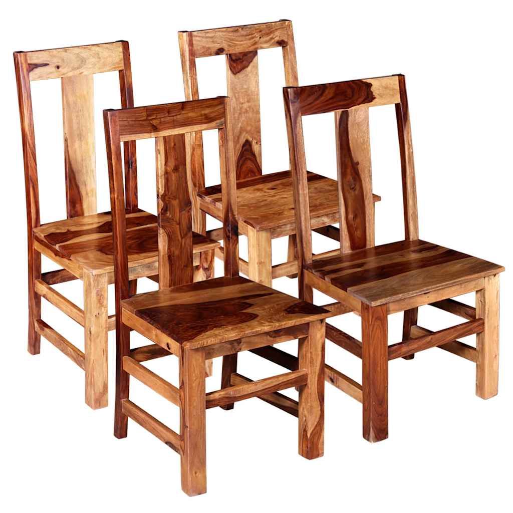 Dining Chair Set of 4 Honey Brown Solid Acacia Wood Standard