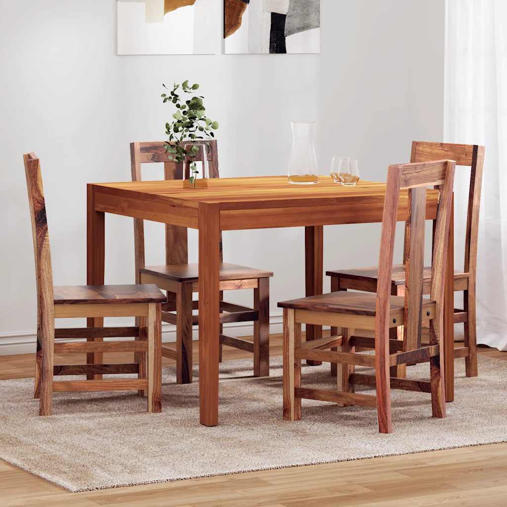 Dining Chair Set of 4 Honey Brown Solid Acacia Wood Standard