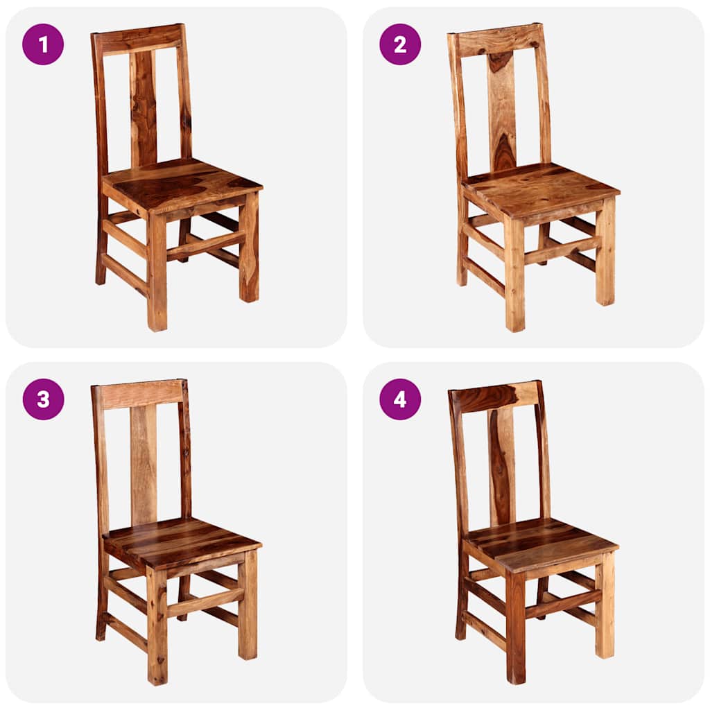 Dining Chair Set of 4 Honey Brown Solid Acacia Wood Standard