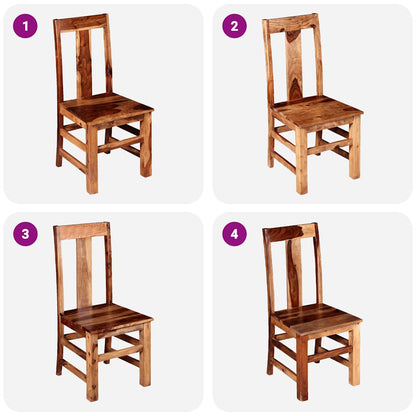 Dining Chair Set of 4 Honey Brown Solid Acacia Wood Standard
