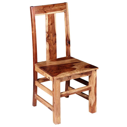 Dining Chair Set of 4 Honey Brown Solid Acacia Wood Standard