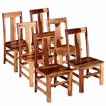 Dining Chair Set of 6 Honey Matte Solid Acacia Wood Standard