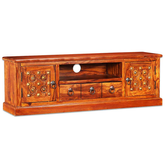 TV Stand Natural Acacia Solid Acacia wood, Copper