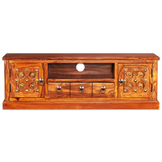 TV Stand Natural Acacia Solid Acacia wood, Copper