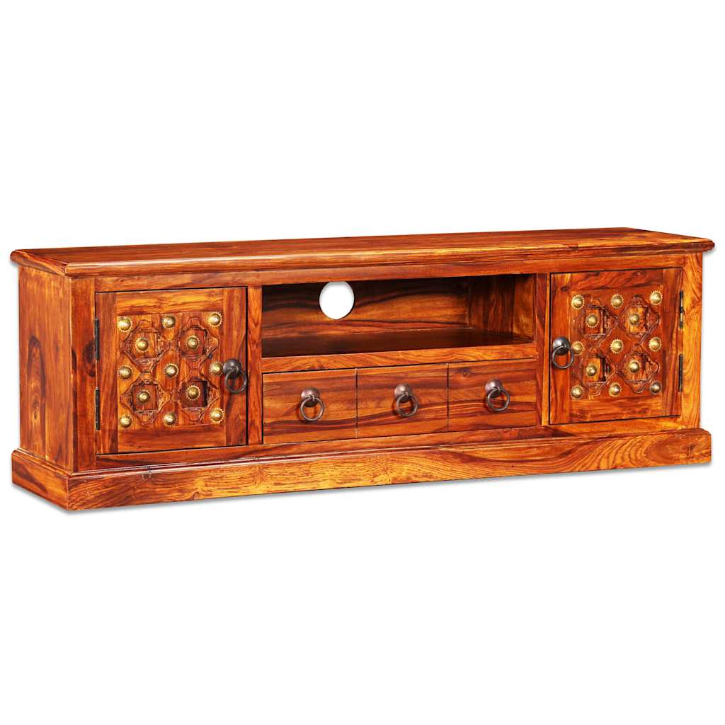 TV Stand Natural Acacia Solid Acacia wood, Copper