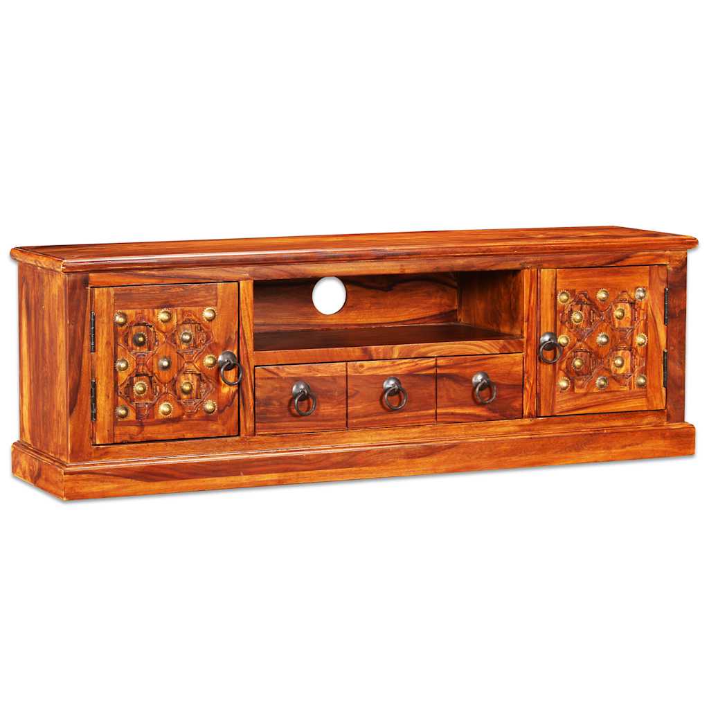 TV Stand Natural Acacia Solid Acacia wood, Copper