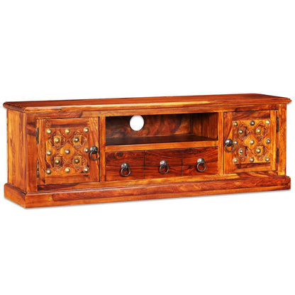 TV Stand Natural Acacia Solid Acacia wood, Copper