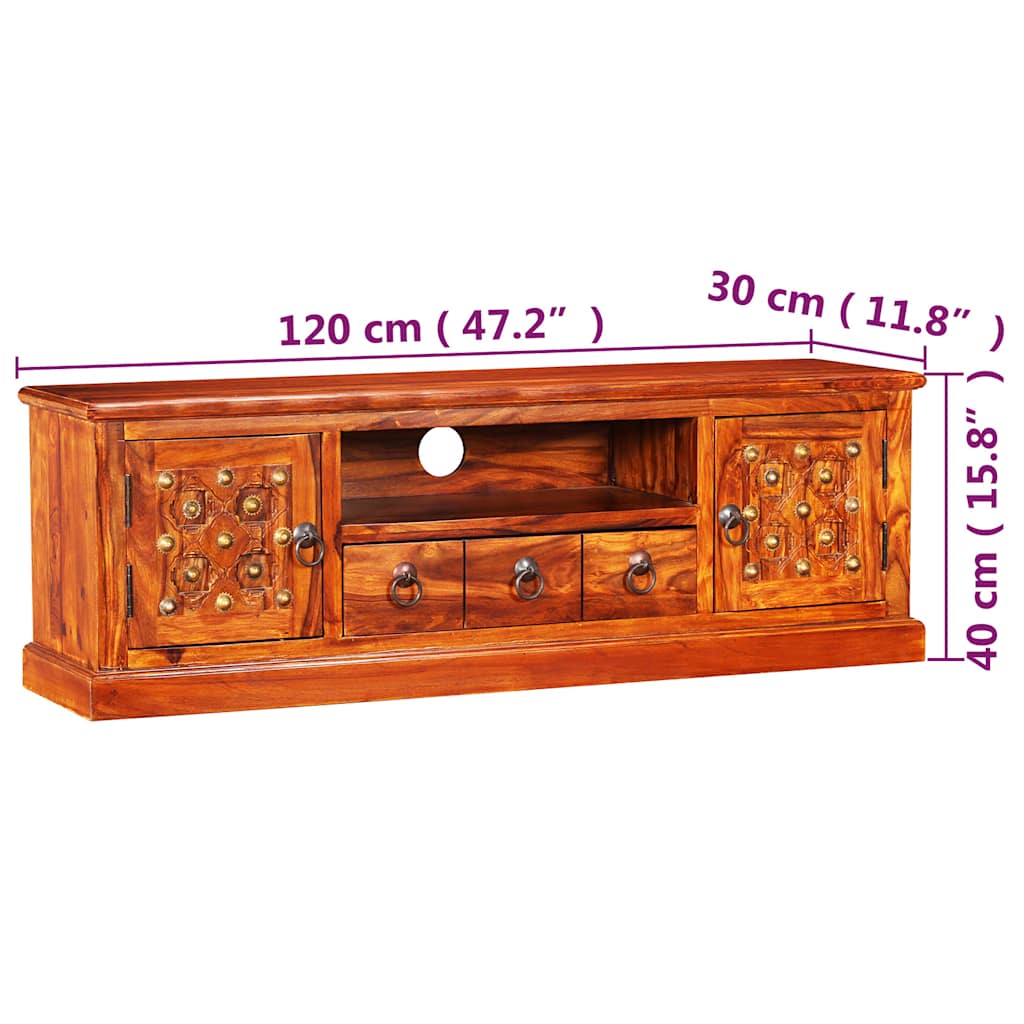 TV Stand Natural Acacia Solid Acacia wood, Copper
