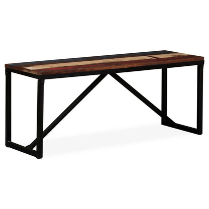 Bench Multicolour Solid reclaimed wood, steel 43.3 x 13.8 x 17.7 in