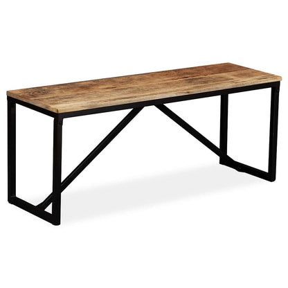 Bench Wood with Black Legs Solid Mango Wood, Steel Medium Durable