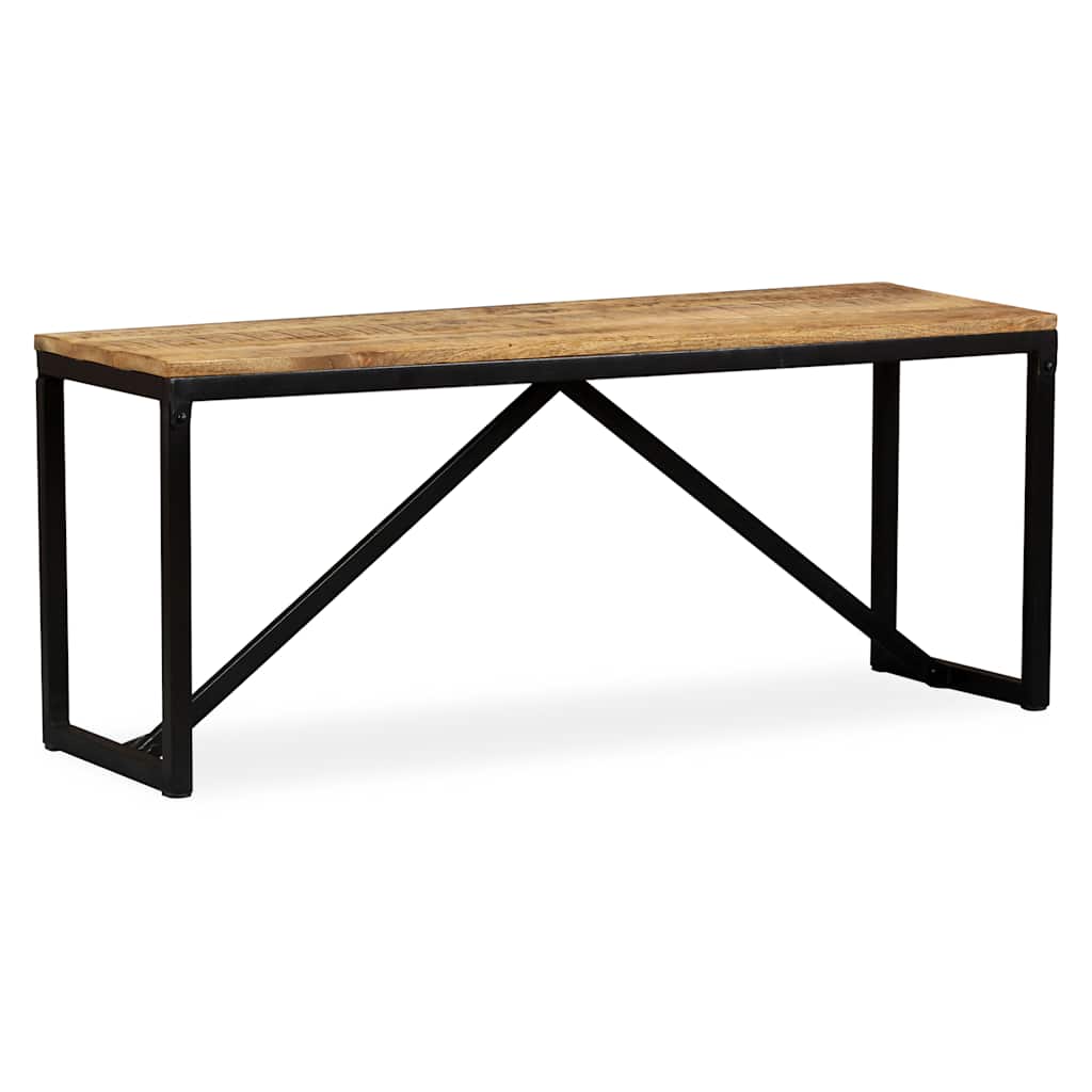 Bench Wood with Black Legs Solid Mango Wood, Steel Medium Durable