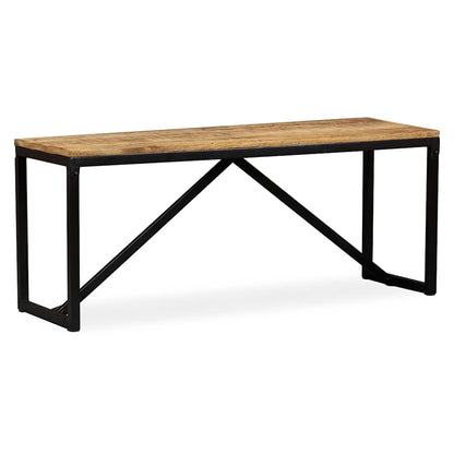 Bench Wood with Black Legs Solid Mango Wood, Steel Medium Durable