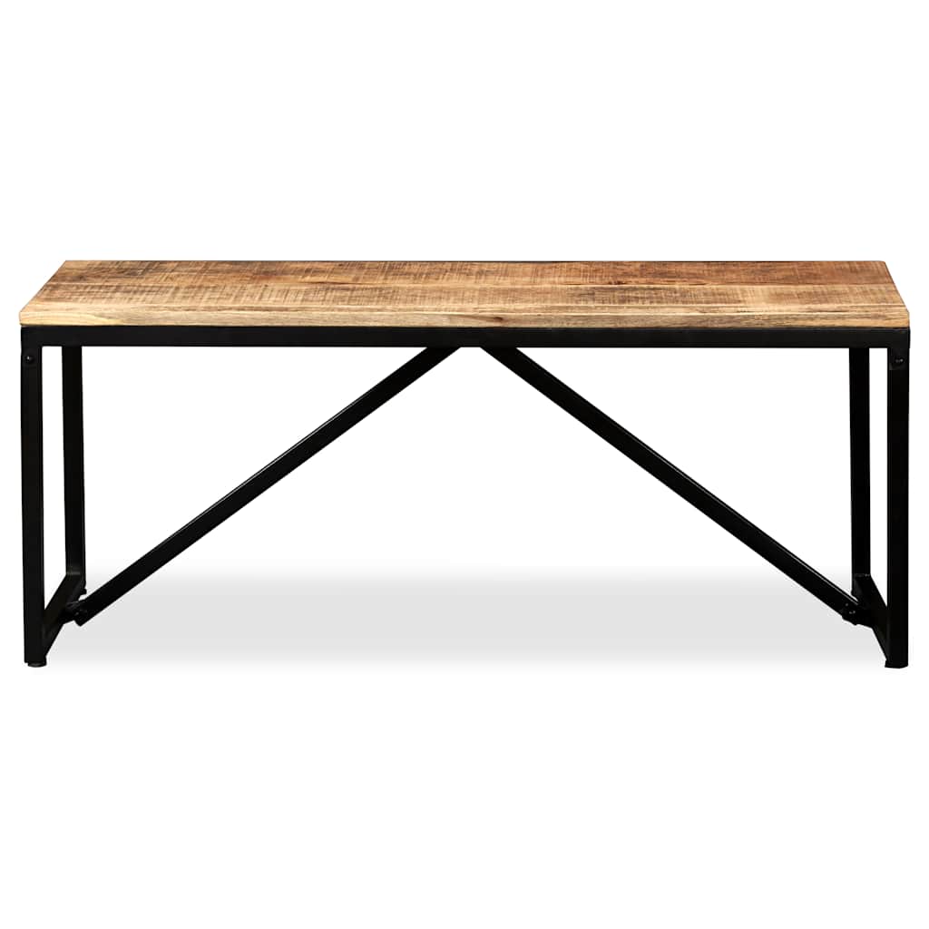 Bench Wood with Black Legs Solid Mango Wood, Steel Medium Durable