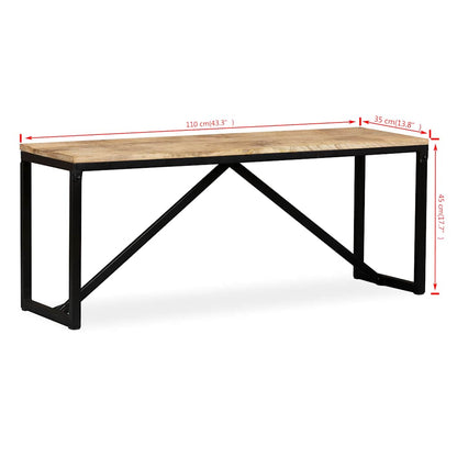Bench Wood with Black Legs Solid Mango Wood, Steel Medium Durable